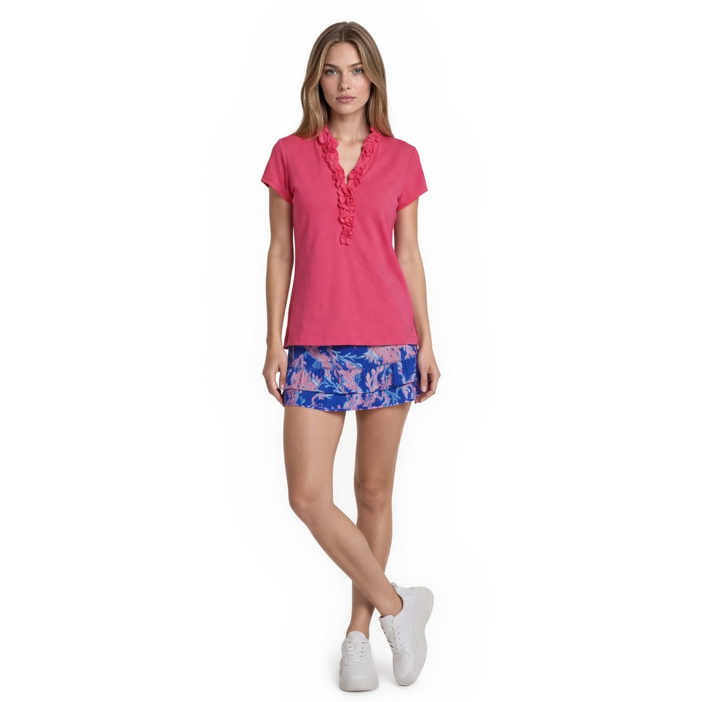 Lilly Pulitzer Luxletic Coral Blue Skort Set Women's Size Medium Ruffle Top